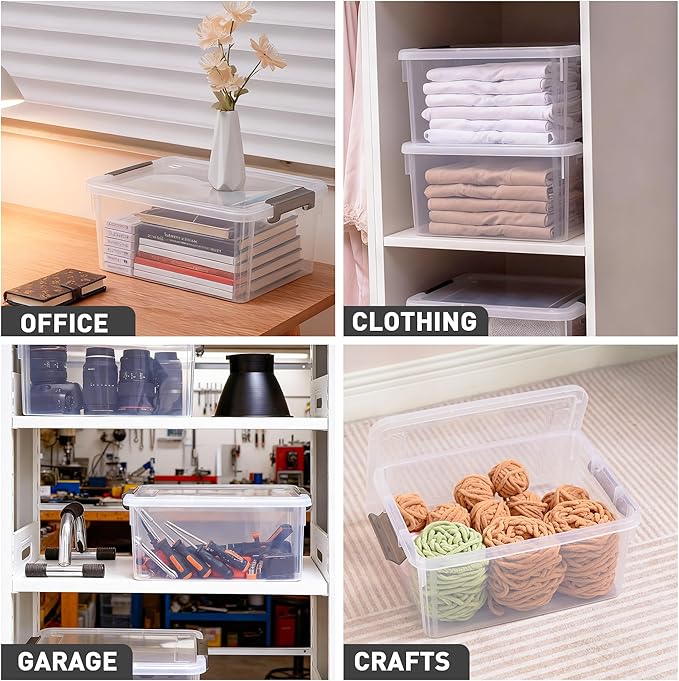 Citylife 17 QT Plastic Storage Bins with Lids Latching Stackable Storage Containers for Organizing Large Clear Storage Box for Garage, Craft, Toys, Closet, Home, 1 Packs