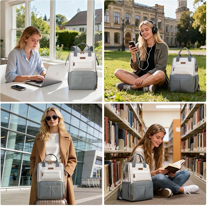 Maelstrom Laptop Backpack, Fits 15.6-17.3 Inch Travel Backpack Gift for Women Men, Waterproof College School Computer Bag, Anti-theft Business Work Bag with Luggage Strap(Grey, 15.6 Inch)
