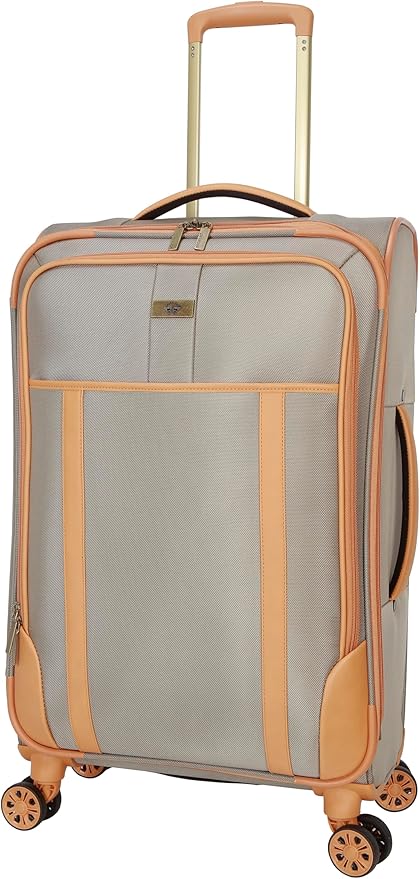 Dockers Seahorse Softside Expandable 8-Wheel Spinner Travel Checked Luggage, 24-Inch, New British Khaki