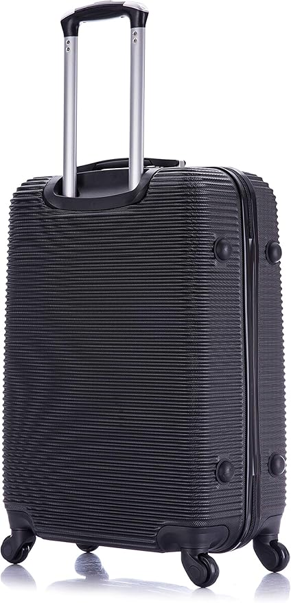 InUSA ROYAL Hardside Spinner Luggage with Ergonomic Handles | Spacious Travel Suitcase with Four Spinner Wheels and Studs | 24 Inch Medium Hardside Spinner Luggage | Black