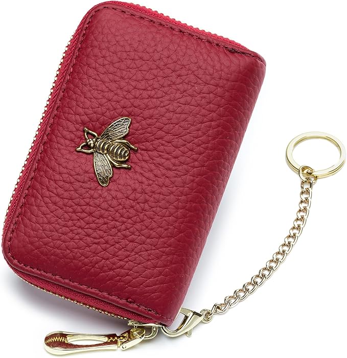 imeetu RFID Credit Card Holder, Small Leather Zipper Card Case Wallet for Women