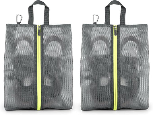 2 Pack Shoe Bags for Travel, Sneaker Bags, Waterproof Travel Shoe Bags with Zipper for Packing, Golf Shoe Dust Bags for Man and Women, Medium, Grey
