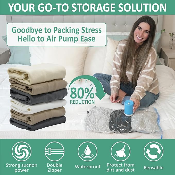 Cozy Essential Travel Vacuum Storage Bags with Rechargeable Cordless USB Pump, Space Saver Bags for Luggage, Suitcase, Carry-On, for Clothes, Blankets, Bedding & Seasonal Storage,35 Combo