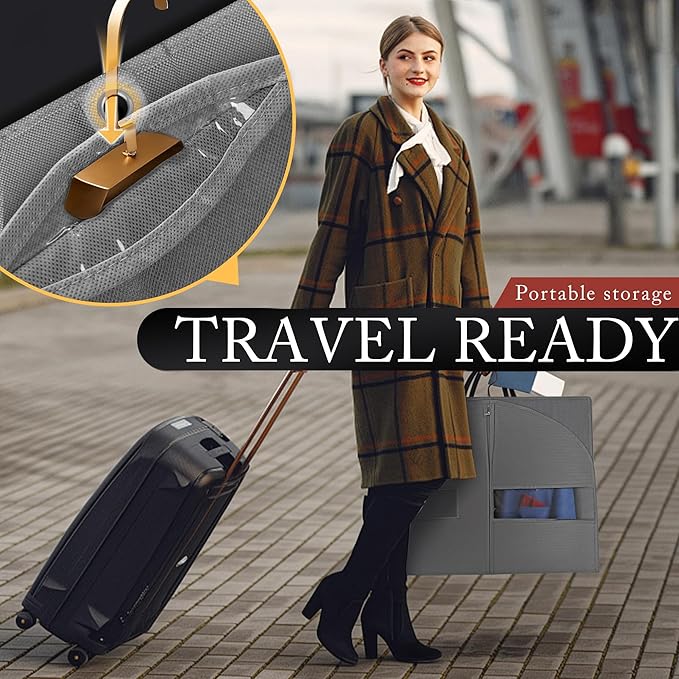 2 Pack 40-inch Suit Bag Garment Bag for Travel and Storage, Garment Bags for Hanging Clothes with Zipper and Visible Transparent Window, Gray