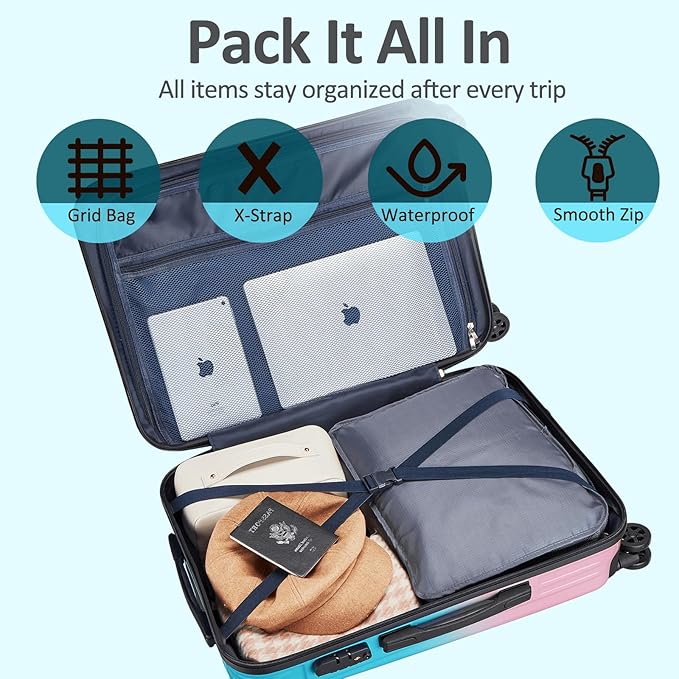24inch Luggage with Spinner Wheels, Lightweight PC+ABS Hard Shell Suitcases, Expandbale Storage & TSA Aprovel Lock