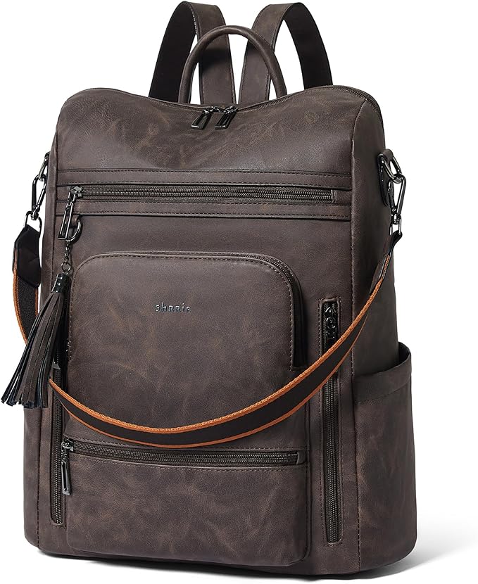 Shrrie Vegan Leather Laptop Backpack for Women 15.6 inch Work Backpack Fashion Travel Backpack Purse for Business College