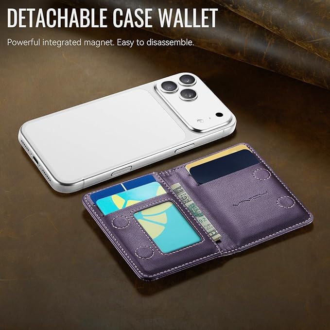 Vinich for MagSafe Wallet Magnetic RFID Blocking Card Holder Compatible with MagSafe Phones and Cases, Strong Magnet Minimalist Phone Wallet for iPhone 17/16/15/14/13/12/ Pro/Max/Plus, Purple