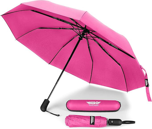 HERO Travel Umbrella - Compact Umbrellas for Rain, Windproof Auto Open Close, Large Coverage Portable Umbrella for Purse and Backpack