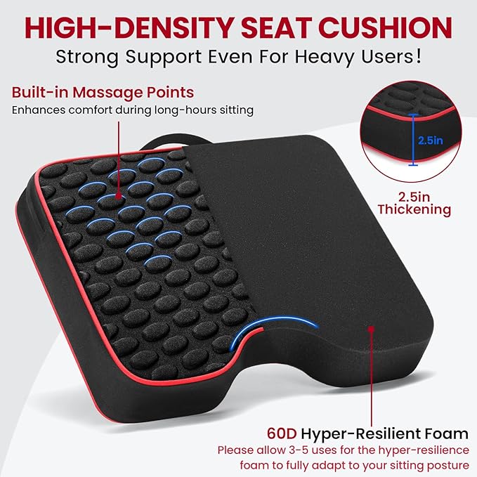 Stadium Seat Cushions - Portable Bleacher Cushions with 2.5" Extra Thick High-Density Foam and Massage Dots, Fashion Outdoor Seat Cushions for Sports Events, Travel, Camping, Chairs - 3 Pack