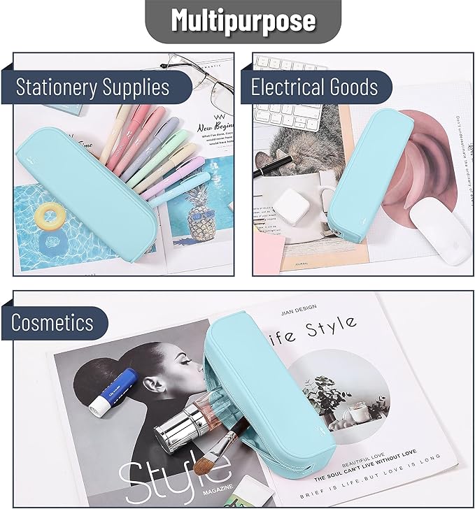 Mr. Pen- Silicone Pencil Case, Light Blue Pencil Pouch Aesthetic, Pencil Bag, Makeup Pouch
