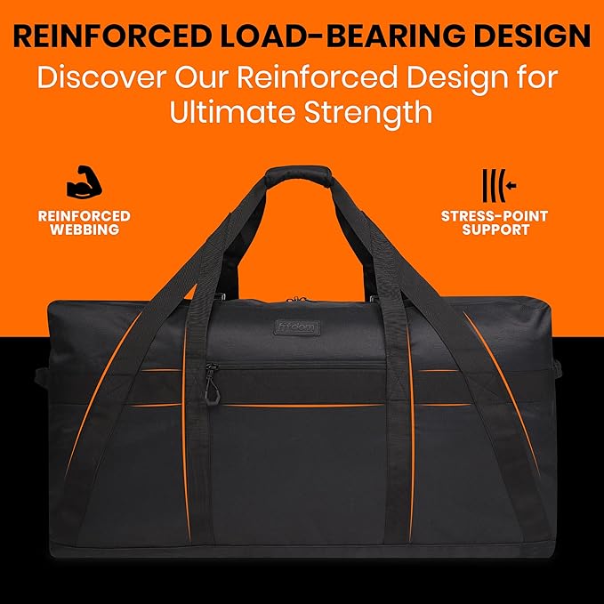 Fitdom 130L 35" Heavy Duty Extra Large Duffle with Upgrade Zipper, Durable & Water Resistant. Perfect as Camping Bag Travel Storage Tent Storage Sports Equipment Bag For Coaches & More