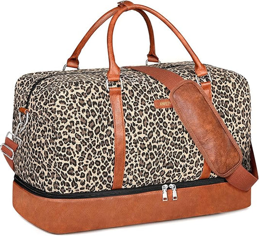 IBFUN Weekender Bags for Women, 21" Weekender Travel Bag, Travel Duffle Bag with Shoe Compartment Carry on Overnight Duffel Bag for Weekend Travel Business Trip