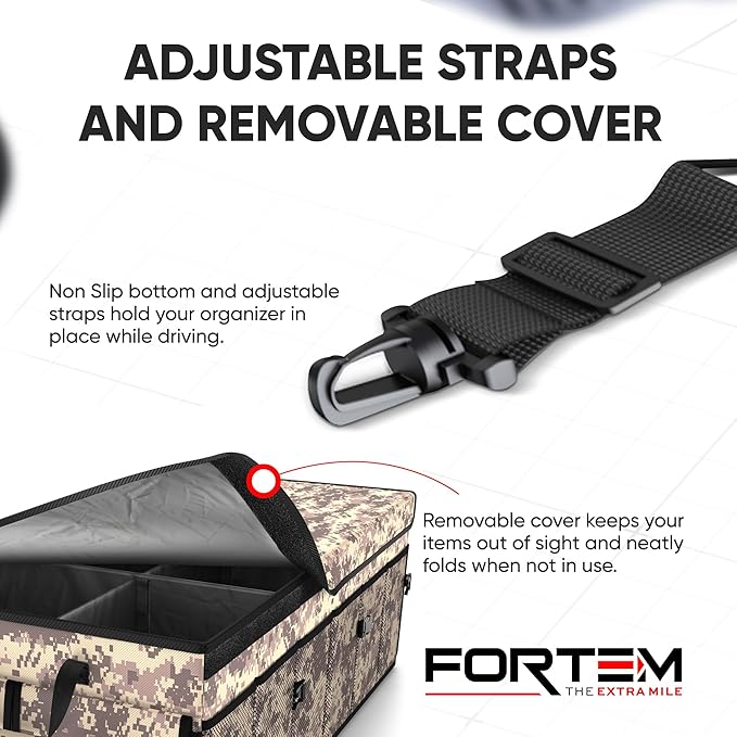 FORTEM Trunk Organizer For SUV Car Trunk Organizer, Foldable Storage, Car Accessories for Women Men, Collapsible Bag, Perfect Christmas Gifts, 600D Oxford, Non Slip Bottom, Straps, Soft Cover (85L)
