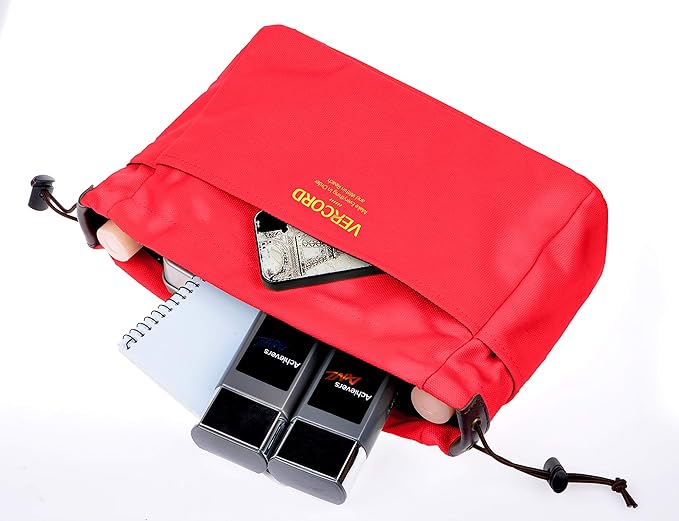 Vercord Canvas Handbag Organizers, Sturdy Purse Insert Organizer Bag in Bag, 10 Pockets Red Large