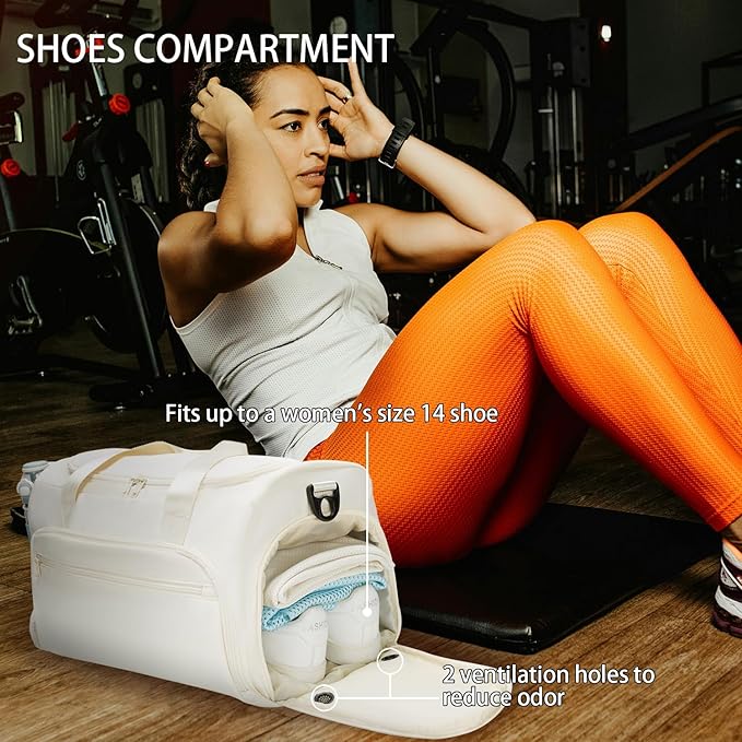 Gym Bag for Men Women, Sports Duffle Bags with Wet Pocket & Shoes Compartment, Water Resistant Overnight Duffel Bag