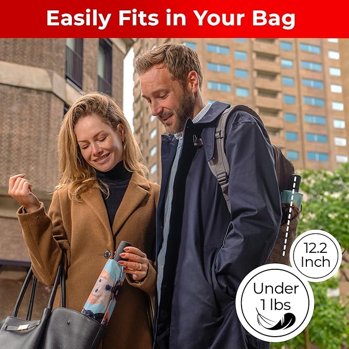TUMELLA Inverted Windproof Umbrella, Large, Strong, Light, Portable, Automatic Reverse Folding Rain Umbrella, Durable Premium Grip, Fits Car & Backpack