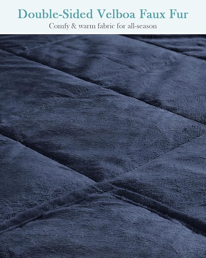 Topblan Weighted Blanket Queen Size 15lbs, Adult Weighted Blankets with Soft Warm Fabric for Sleeping and Calming, Adult Heavy Blanket for Sofa Bed, Navy Blue, 60 x 80 inches