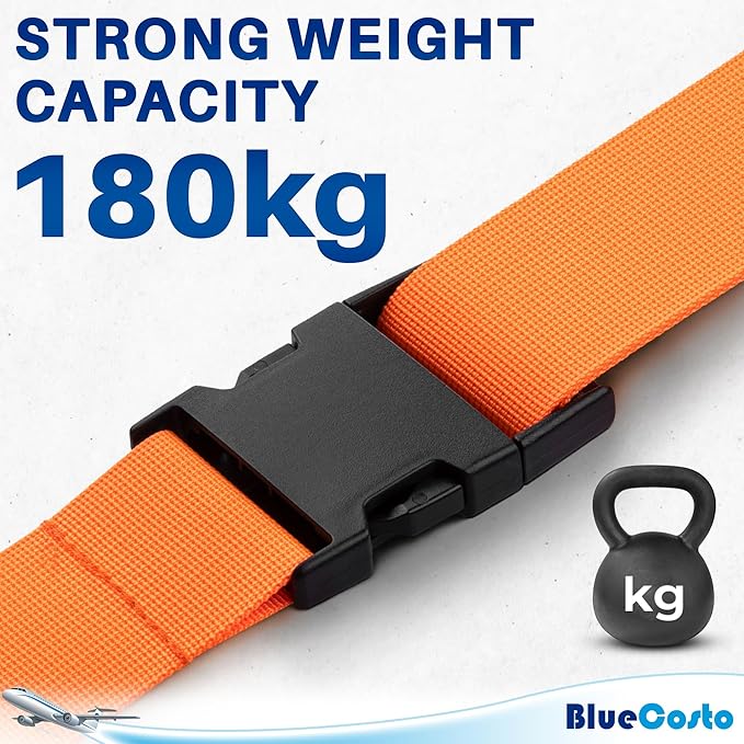 Luggage Straps for Suitcases - TSA Approved - Multicolored, 4 PK - Premium Nylon Belts for Suitcase, Briefcase & Travel Bag - Adjustable Strap Length 46" - 78"