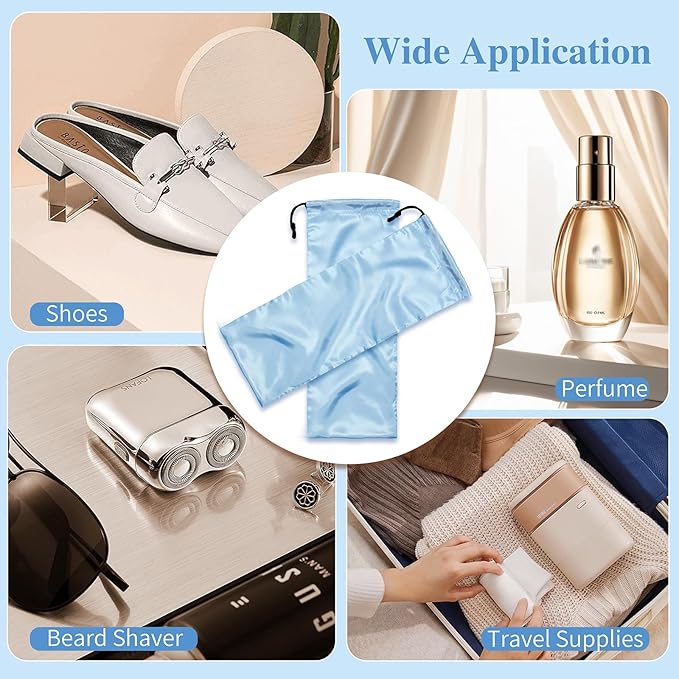 Ersmak 6 Pack Shoe Bags for Travel - Satin Shoe Bag with Drawstring - Baby Blue Shoe Storage Bags for Protecting Storage Shoes - 17.7 x 7.9 In