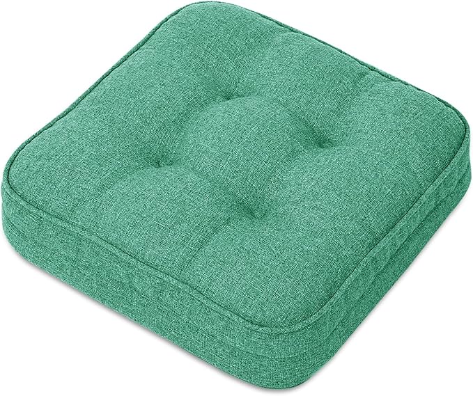 GOFORIT Memory Foam Cushion，Square Seat Cushions for Dining Chairs,Non-Slip Chair Pads with Removable Cover, 16'' x 16'', Green