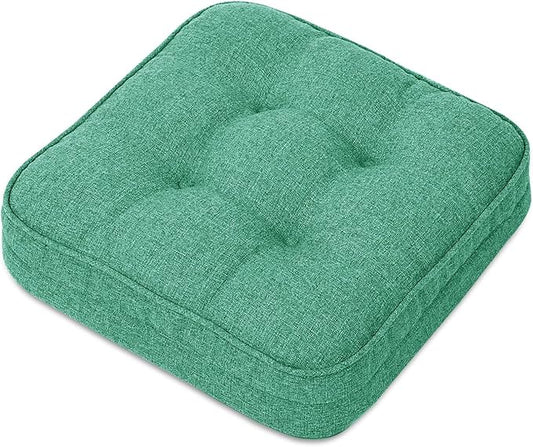 GOFORIT Memory Foam Cushion，Square Seat Cushions for Dining Chairs,Non-Slip Chair Pads with Removable Cover, 16'' x 16'', Green