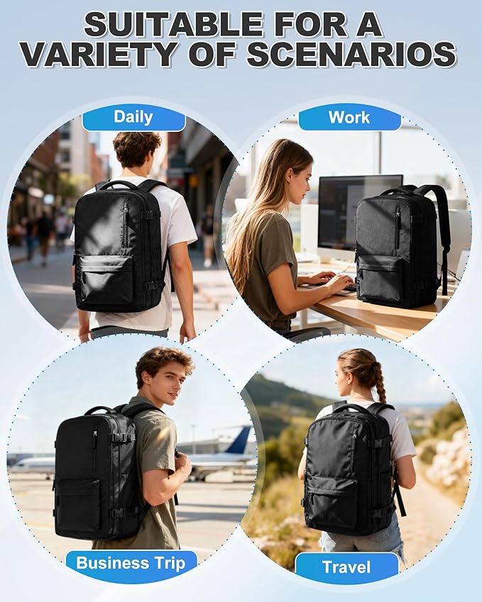 VGCUB Vacuum Backpack Travel with Electric Pump Vacpack System Storage Carry on Work Laptop Business Waterproof College Compression Personal Item Daypack Backpacks for Women Men Black