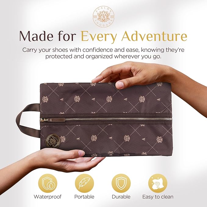 Shoe Bags for Travel - Footwear Organizer for Suitcases, Gym, Work Trips | Signature Edition (Brown Premium)