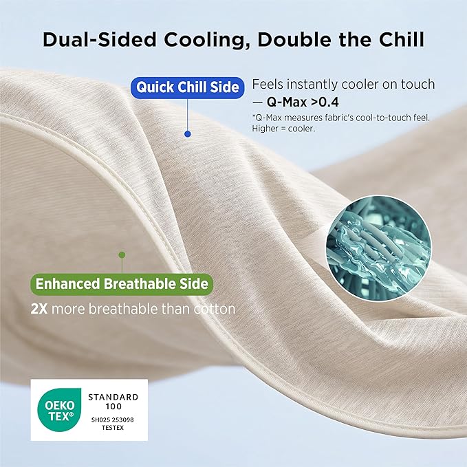 Bedsure Oat Beige Cooling Blanket King Size for Hot Sleepers - Summer Cold Blanket for King Size Bed with Rayon Derived from Bamboo, Ice Cool Cold Arc-Chill Thin Summer Bedding Essentials, 108x90