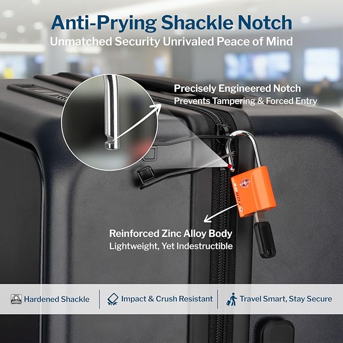 Forge TSA Approved Luggage Locks: Ultra Secure Dimple Key Travel Locks with Zinc Alloy Body, for Luggage, Travel Cases, Backpacks Orange 2PK.