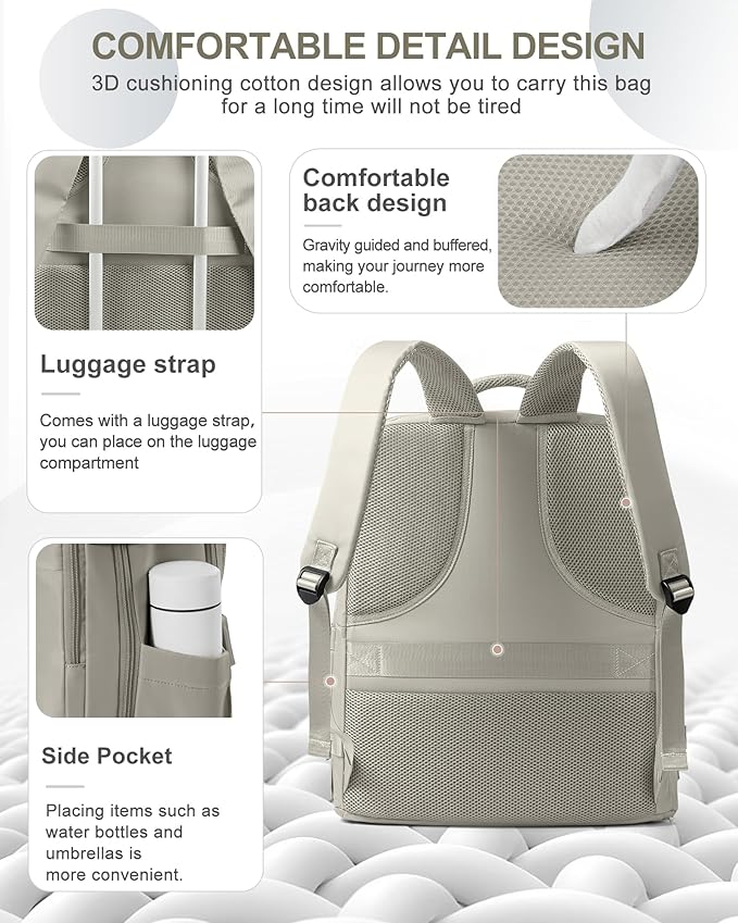 coowoz Large Travel Backpack Carry On for Women Man Waterproof Gym Backpacks with Laptop Compartment Mochila de Viaje Teacher Personal Item Backpack Rucksack Airplane Accessories Must Haves(Brown)
