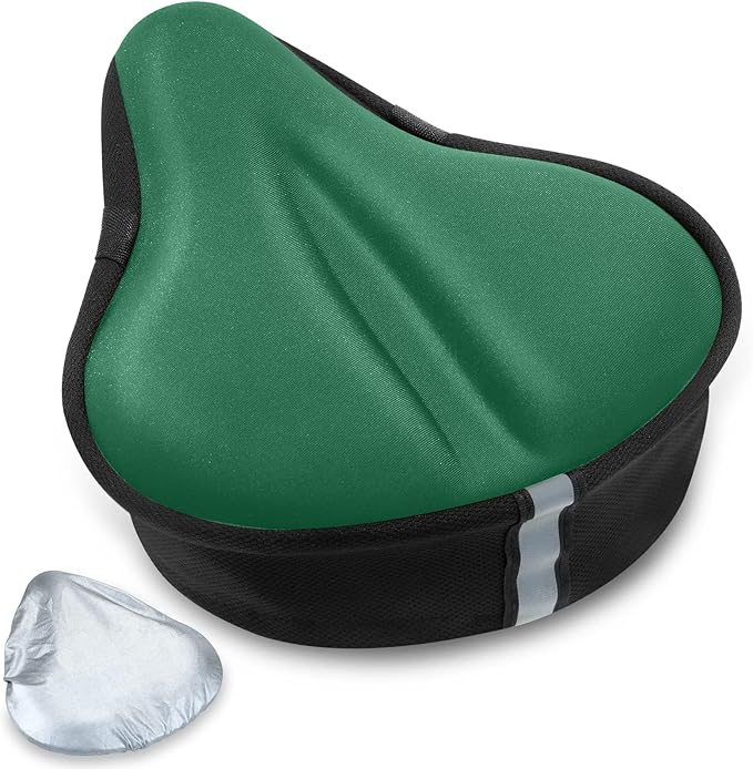 CUNCUI Gel Bike Seat Cover, Bicycle Seat Covers, Adjustable Bike Seats Cushion for Women Men Comfort Compatible, Suitable for Outdoor and Indoor (11x10 inch)-Green
