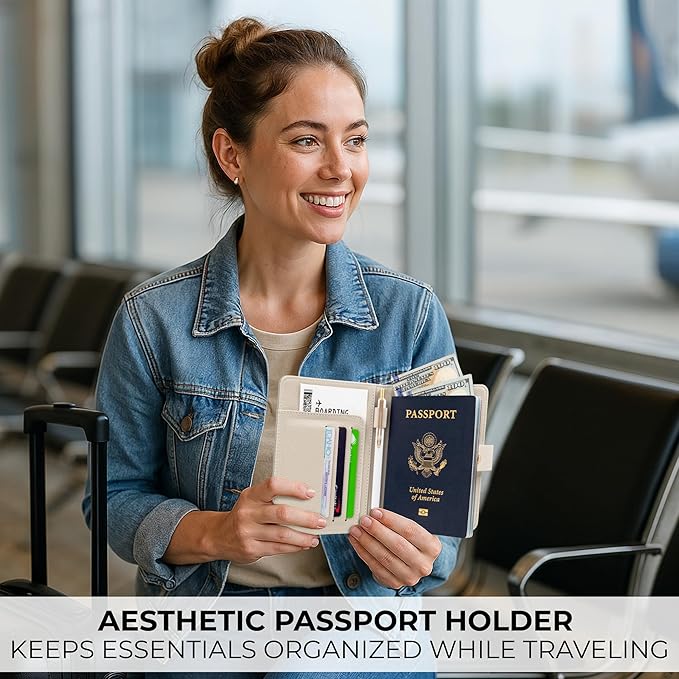 Beautiful Passport Holder for Travel – Cute Cover with Pen Holder to Keep Your Travel Documents Organized & Safe – Quality Passport Wallet for Women & Men and Great for Gifting
