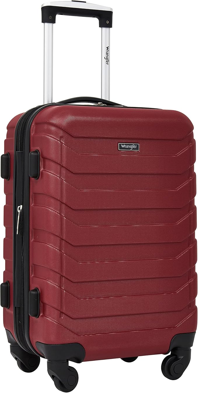 Wrangler 4 Piece Miami Luggage and Packing Cubes Set, Red