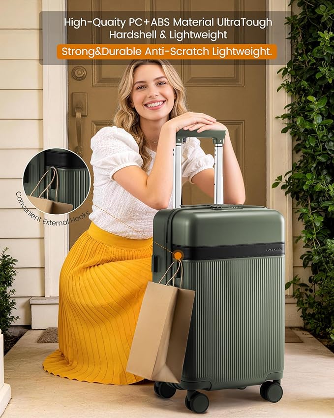 LOVEVOOK Hard Shell Carry On Luggage 22x14x9 Airline Approved with Removable Lining,22 Inch Carry On Suitcase with Spinner Wheel TSA Lock,Lightweight Checked Luggage for Men Women Travel Business Trip