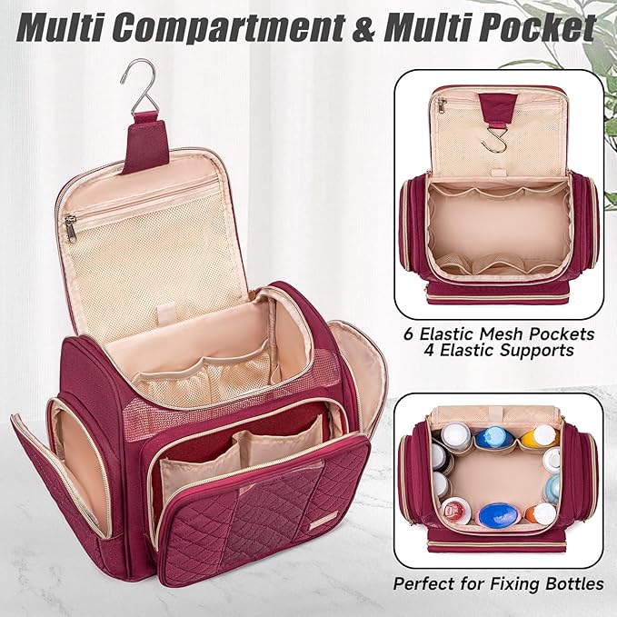 Large Toiletry Bag for Women Men,Bathroom Bag,Water Resistant Shower Bag,Makeup Bag,Portable Shower Caddy for College Dorm,Hanging Travel Toiletry Bag with Transparent Waterproof Phone Pocket