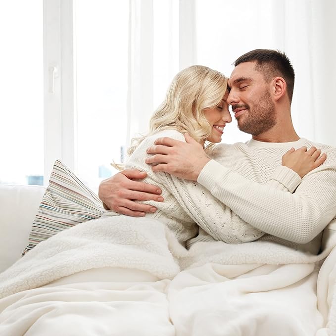 Bedsure GentleSoft Sherpa Fleece Twin Size Blanket for Couch, Non-Heated, Thick and Warm Throw for Women and Men, Soft Fuzzy Plush Twin Blanket for Spring, Cream, 60x80 Inches