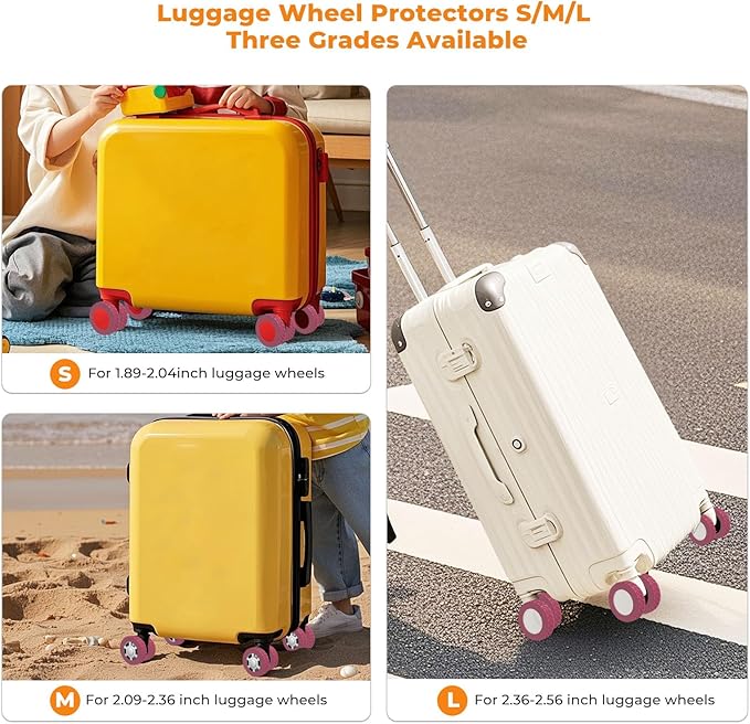 10 Pack Luggage Wheel Covers, 3 Size Protector Cover for 2.09-2.36" Suitcase Spinner Wheels, Upgraded Wear-Resistant, Silent, Shock Absorption Luggage Accessories for Carry-On Travel (Red, M)