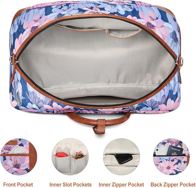 Weekender Bag for Women, Large Overnight Bag Canvas Travel Duffel Bag Carry On Tote with Shoe Compartment 21" 3Pcs Set