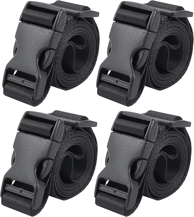 Vigorport Utility Straps Quick Release Nylon Backpack Accessory Bag Strap,Adjustable for Hiking,Travel,Outdoor Sports-4 Pack (Black, 1" W-48 L)
