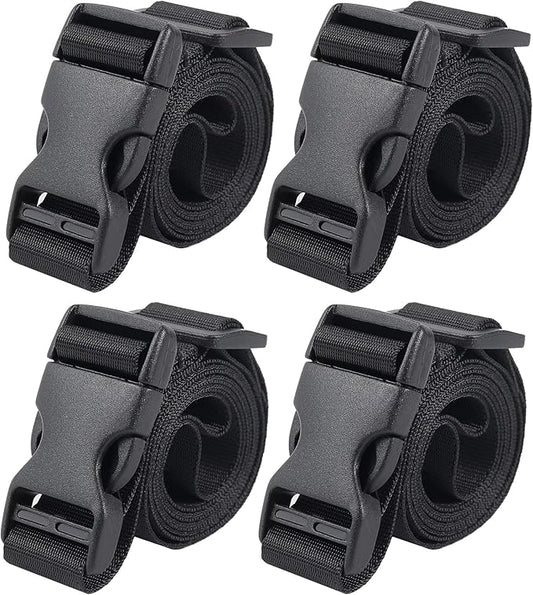 Vigorport Utility Straps Quick Release Nylon Backpack Accessory Bag Strap,Adjustable for Hiking,Travel,Outdoor Sports-4 Pack (Black, 1" W-48 L)