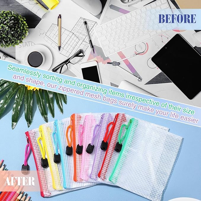 Jetec 32 Pcs Mesh Zipper Bags Toy Storage Bikini Organizer Bag Bolsas Para Guardar Trajes De Bano Waterproof Zipper Reusable Pouch Puzzle Multipurpose for Storage Office(Stylish Color,5.1 x 4.1 Inch)