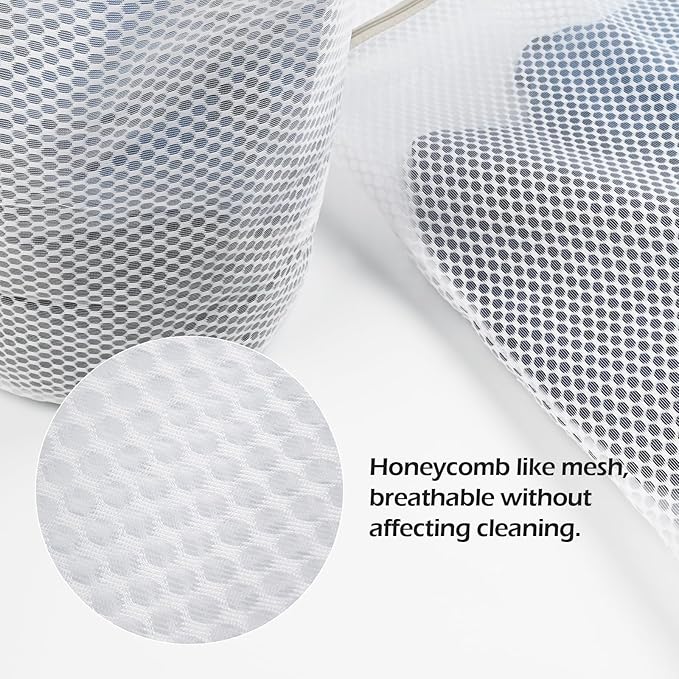 Laundry Bag 3Pcs Honeycomb Mesh Bag Zipper Washing Bag Storage Bags Travelling Household
