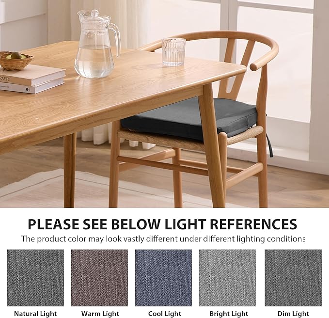 Chair Cushions for Dining Chairs, 2" Thick Seat Cushions for Kitchen Chairs, D-Shaped Chair Pads with Washable Cover, Ties and Non Slip Backing, 17'' x 16'', Set of 4, Dark Grey