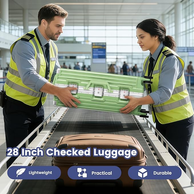 Zipperless Suitcase, 28 Inch Checked Luggage, Hardshell Aluminum Frame Polycarbonate Luggage with Phone Holder, Cup Holder, Charging Port, TSA Lock, Spinner Wheels for Vacations, Fruit Green