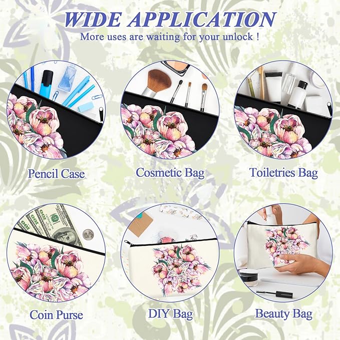Legigo Blank Canvas Bag Zipper Pouch Makeup Bags Bulk - Multi-Purpose Canvas Pencil Pouch with Sturdy Zipper, Cosmetic Bag Travel Toiletry Bag for DIY Craft Projects, Storage (8.3 x 5 inches)