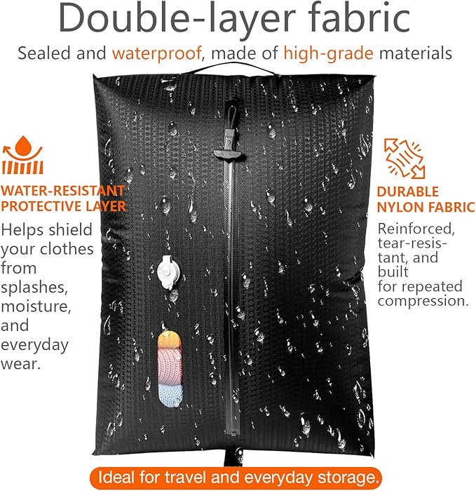 Travel Vacuum Bags with Electric Pump, Ideal for Carry-On Suitcases & Backpacks, 24L Small & Compact Portable IPX7 Waterproof Vacuum Compression Storage Bags Set (1 Bag + Pump)