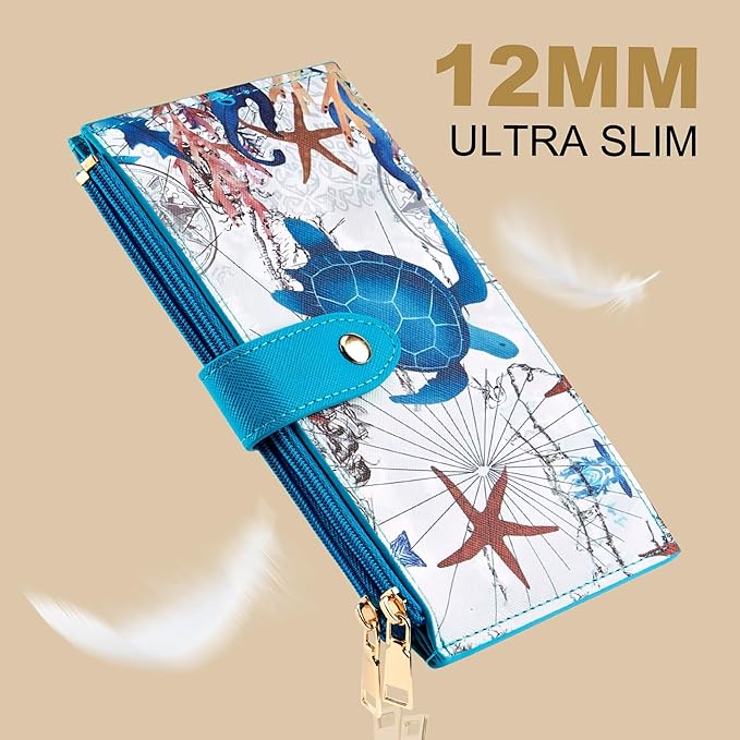 Travelambo RFID Wallet Women Large Size Bifold Multi Card Wallet Case with Zipper Pocke Credit Card Holder for Women