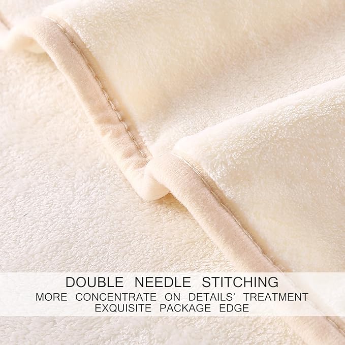 HOZY Soft Blanket King Size Fleece Warm Fuzzy Throw Blankets for The Bed Sofa Lightweight 350GSM Ivory 90"*108"