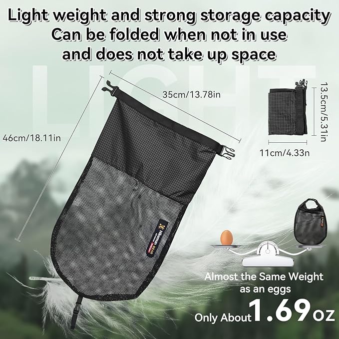 HIKEMAN Mesh Shoe Storage Bag for Hiking, Backpack External Storage Pouch, Attach to Backpack for Hiking, Camping, Backpacking & Outdoor Activities(Black, S)