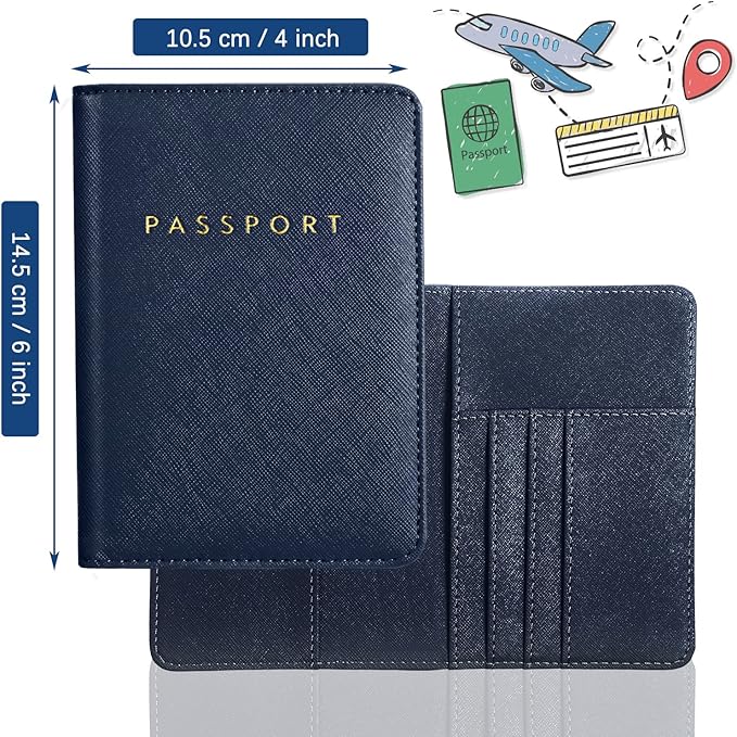 2 Pcs Passport Cover Holder for Travel Waterproof Leather Passport Wallet Case Book Travel Cruise Essentials for Women Men | 2 Pieces, Bridal, Holder, Waterproof, Holder Covers, Travel Wallet